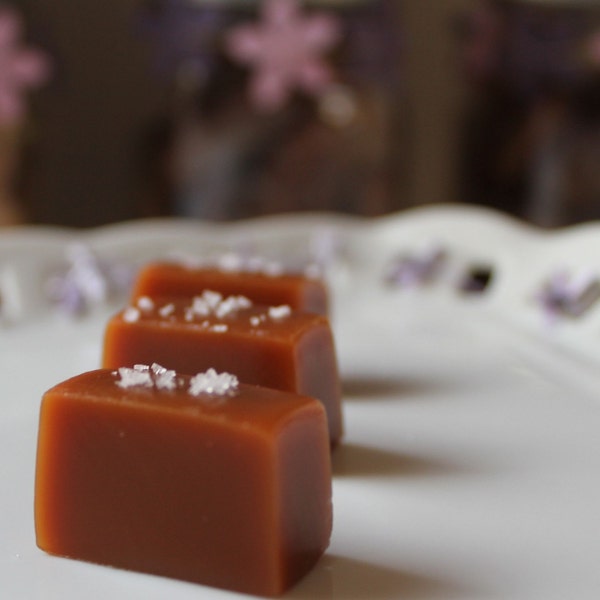 Fleur de Sel Caramels - 1/2 lb in a Mason Jar