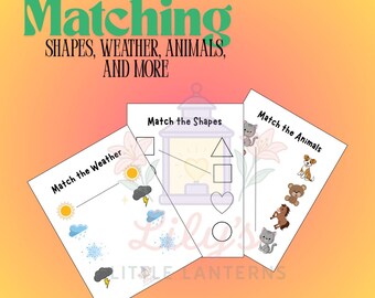 Actividad de emparejamiento imprimible para niños pequeños / Juego visual de emparejamiento para preescolar / Hojas de trabajo educativas para momentos de tranquilidad / Descarga instantánea en PDF