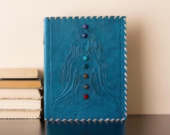 Meditation Journal Leather Cover Seven Chakra Yoga Notebook Outdoor Planner