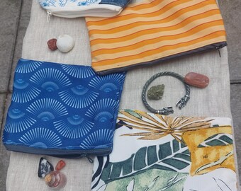 marsupio, borsa tote, piccola custodia per borsa, tessuti riciclati, riciclo creativo, astuccio, pochette con cerniera, portamonete