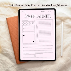 Planificador diario para mujeres trabajadoras que trabajan desde casa: imprimible en tamaño A4/A5/Carta/Media página y PDF digital para iPad + citas motivacionales