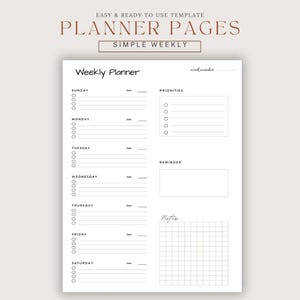 Lista de tareas semanales imprimible, plantilla de lista de tareas semanales, plantilla de planificador semanal imprimible, tamaño A4/A5/Carta/Media página, descarga instantánea en PDF.