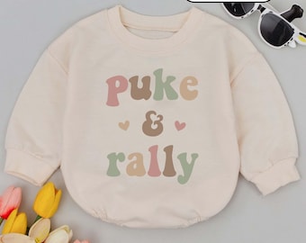 Puke & Rally Baby Romper, Funny Infant Bodysuit, Baby Shower Gift