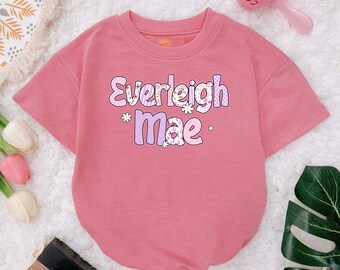 Personalized Floral Baby Romper, Custom Name, Summer Outfit