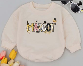 Custom Name New Year Baby Romper, Holiday Infant Outfit