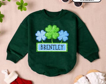 Personalized St Patricks Day Baby Romper, Lucky Charm Outfit