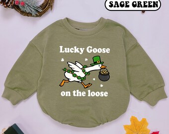 Lucky Goose St Patrick's Day Baby Romper, Funny Infant Clothes