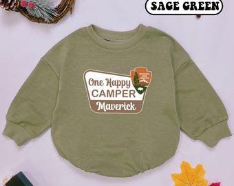 Happy Camper Baby Romper, Outdoor Adventure Outfit