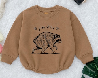 Jimothy Raccoon Baby Romper, Cute Viral Meme Infant Outfit, Funny Woodland Animal Bodysuit, Seattle Inspired Baby Boy Gift