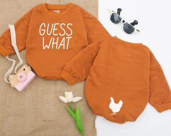 Guess What Chicken Butt Baby Romper: Funny Gender Neutral Bodysuit