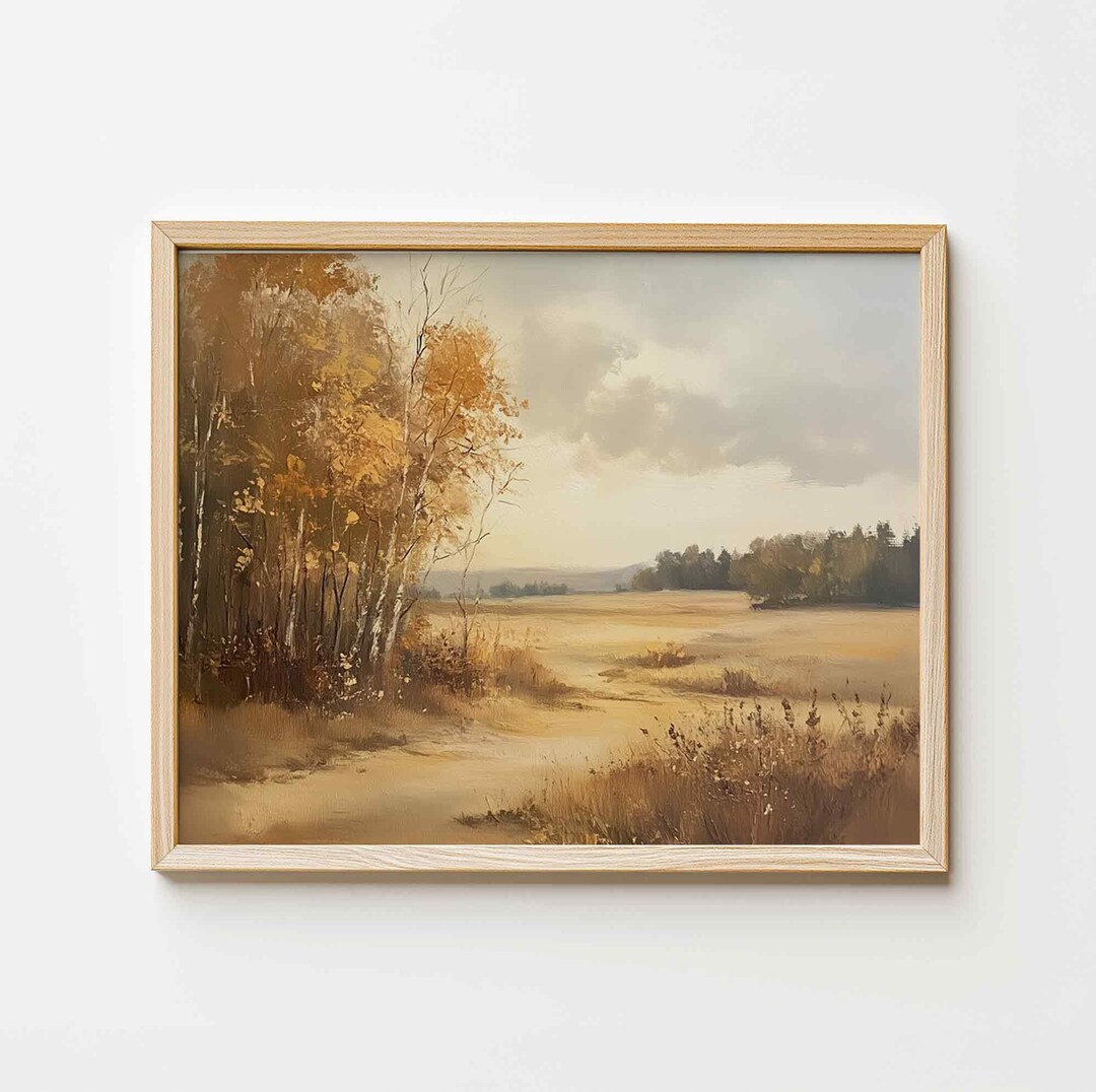 Muted Fall Abstract Muted Fall Landscape, Autumn Art Print, Fall Moody Nature Painting ...