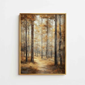 Muted Fall Landscape, Autumn Art Print, Fall Moody Nature Painting, Fall Wall Art, Autumn Print, Neutral PRINTABLE Digital Download Art P88