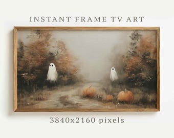 Spoken lijst tv-kunst, Halloween herfst lijst tv kunst, herfst wilde bloemen veld Halloween, Samsung lijst tv kunst, herfst spook kunst, digitale kunst F244