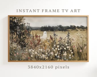 Spookbeeldje voor tv-frame, Halloween- en herfstbeeldje voor tv-frame, Halloween-bloemenveld met wilde bloemen, Samsung-beeldje voor tv-frame, herfstspookbeeldje, digitale kunst F290