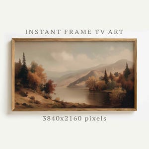 Moody Fall Landscape Painting, Neutral Fall Landscape, Moody Autumn Landscape, Fall TV Art Rustic Farmhouse Wall Decor Digital Download F222