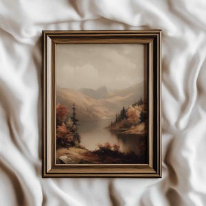Muted Fall Landscape, Autumn Art Print, Fall Moody Nature Painting, Fall Wall Art, Autumn Print, Neutral PRINTABLE Digital Download Art P83