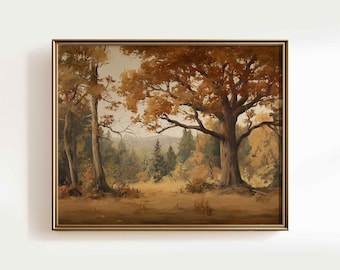 Autumn Landscape Print, Autumn Art Print, Fall Moody Nature Painting, Fall Wall Art, Autumn Print, Neutral PRINTABLE Digital Download P158