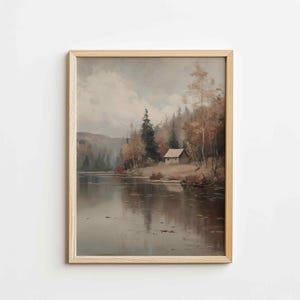 Muted Fall Landscape, Autumn Art Print, Fall Moody Nature Painting, Fall Wall Art, Autumn Print, Neutral PRINTABLE Digital Download Art P67