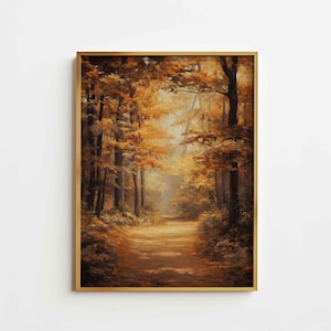 Muted Fall Landscape, Autumn Art Print, Fall Moody Nature Painting, Fall Wall Art, Autumn Print, Neutral PRINTABLE Digital Download Art P97