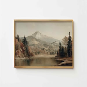 Muted Fall Landscape, Autumn Art Print, Fall Moody Nature Painting, Fall Wall Art, Autumn Print, Neutral PRINTABLE Digital Download Art P138