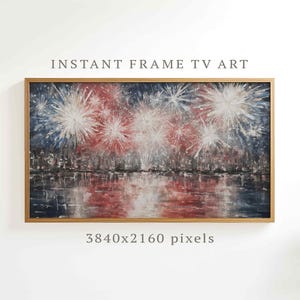 4th Of July Frame TV Art, Independence Day Fireworks, Cityscape Samsung Frame TV, Patriotic American  Decor Instant Digital Download F144