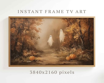 Spoken frame tv-kunst, Halloween herfst frame tv-kunst, herfst wilde bloemen veld Halloween, Samsung frame tv-kunst, herfst spookkunst, digitale kunst F257