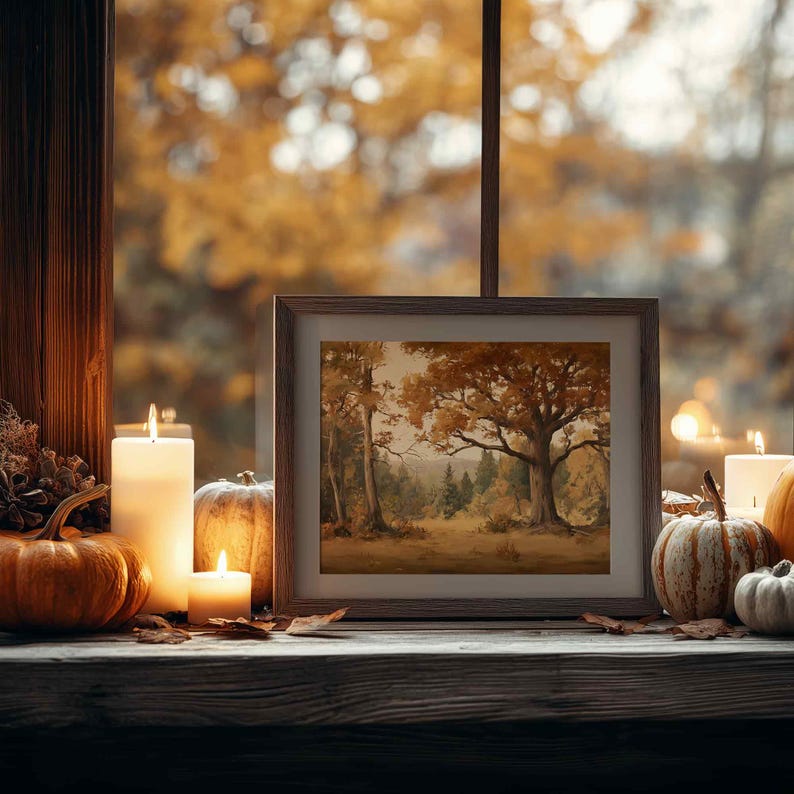 Autumn Landscape Print, Autumn Art Print, Fall Moody Nature Painting ...