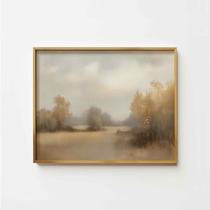Muted Fall Landscape, Autumn Art Print, Fall Moody Nature Painting, Fall Wall Art, Autumn Print, Neutral PRINTABLE Digital Download Art P153
