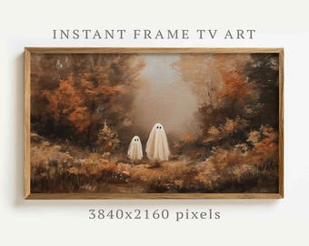 Spoken frame tv-kunst, Halloween herfst frame tv-kunst, herfst wilde bloemen veld Halloween, Samsung frame tv-kunst, herfst spookkunst, digitale kunst F207