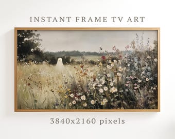 Spooklijst tv-kunst, Halloween herfst frame tv-kunst, herfst wilde bloemen veld Halloween, Samsung frame tv-kunst, herfst spookkunst, digitale kunst F291