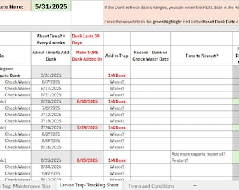 Meistere die Saison: Mückenlarvenfalle Wartung Tracker und Tipps - nur Excel Workbook Download