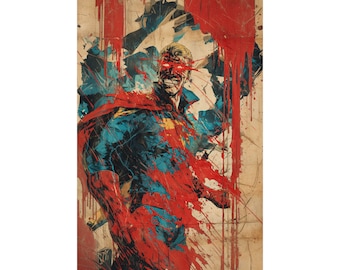 Gedurfde kunstposters, vintage muurdecoratie, stripkunstwerk, cadeau voor superheldenfans, edgy woondecoratie, man Cave-kunstwerk