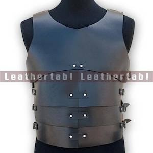 Men&#39;s Premium Leather Armor Vest with Adjustable Straps – Leather Body Chest Plate | Mature