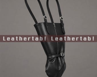 Handgjord läderarmbindare, justerbar kroppsbindare med axelremmar, dragkedja fram och midjebälte