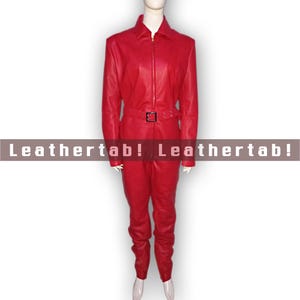 Sheepskin Leather Jumpsuit for Women – Zipper Front with Belted Waist | Mature