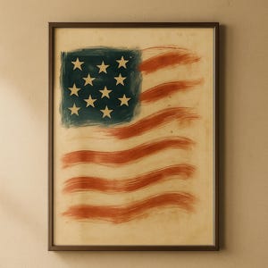 Vintage American Flag Print: Rustic Patriotic Wall Art (Digital Download)