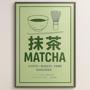 Matcha Tea Wall Art – Japandi Kitchen Poster – Japanese Tea Ceremony Print – Minimalist Digital Download