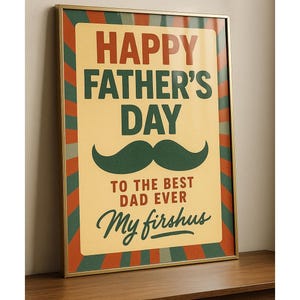Retro Father’s Day Printable – Vintage Typography Digital Art for Dad, Funny Mustache Wall Decor