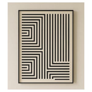 Minimalist Abstract Line Art Print – Modern Black Geometric Wall Art