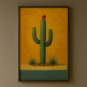 Southwestern Cactus Print - Digitale Wüstenwandkunst - Warmer Erdton Poster - Boho Nature Printable