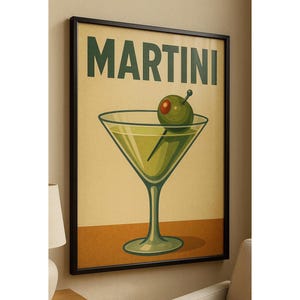 Retro Martini Cocktail Art Print: Mid-Century Bar Decor (Digital Download)