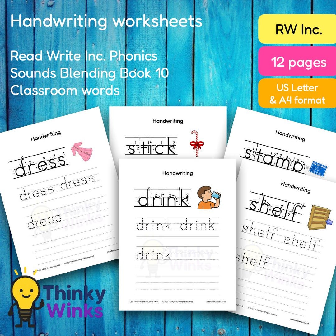 12 Printable Handwriting Worksheets for Read Write Inc. Sound Blending ...
