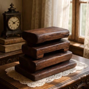 Soporte de madera rústico con encanto / Expositor vintage / Pedestal de madera hecho a mano