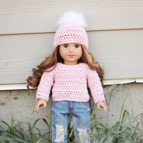 Download Now - CROCHET PATTERN 18" Doll Simple Sweater Pattern