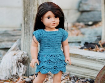 Download Now - CROCHET PATTERN 18" Doll Waterfall Dress and Top