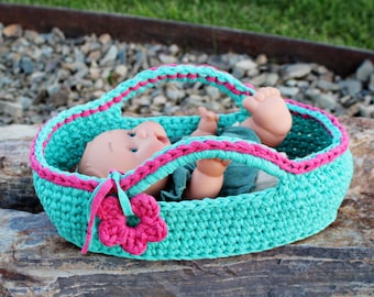 Download Now - CROCHET PATTERN 10" Pepote Doll Baby Basket