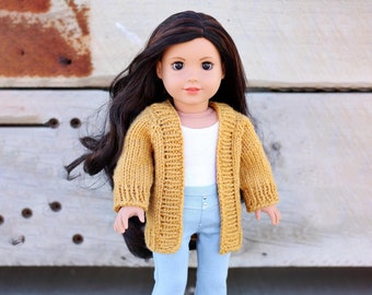 Download Now - KNITTING PATTERN 18" Doll Fall Cardigan Pattern