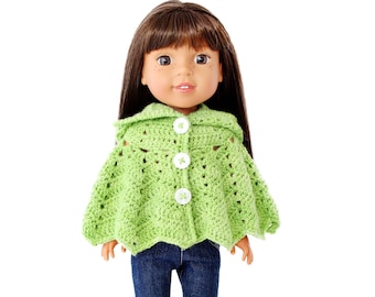 Download Now - CROCHET PATTERN 14.5" Doll Hooded Chevron Cape