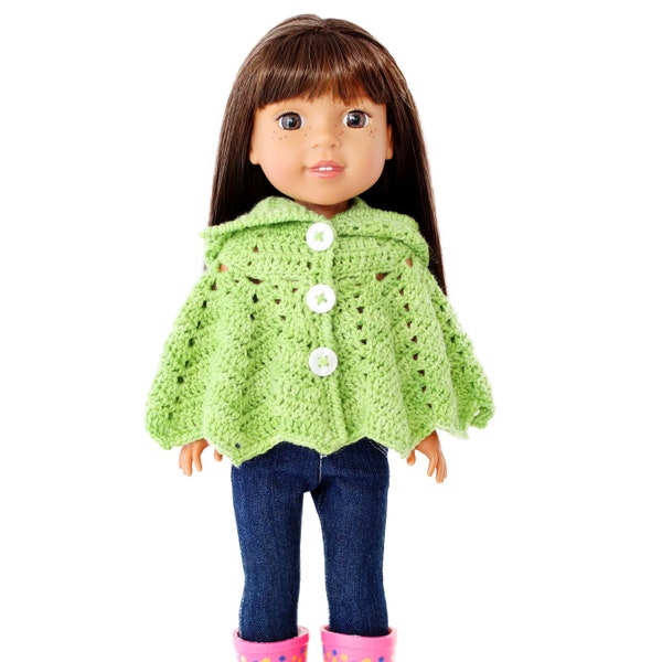 Download Now - CROCHET PATTERN 14.5" Doll Hooded Chevron Cape