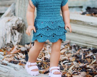 Waterfall Dress and Top Crochet Pattern for 18 Inch Dolls